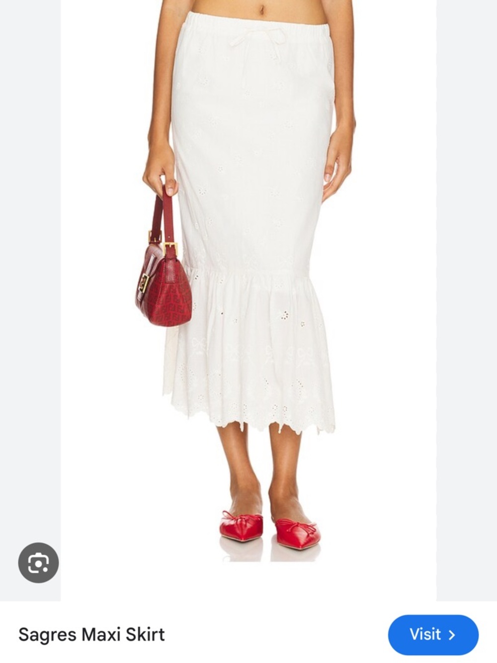 Sagres Eyelet Maxi Skirt in White